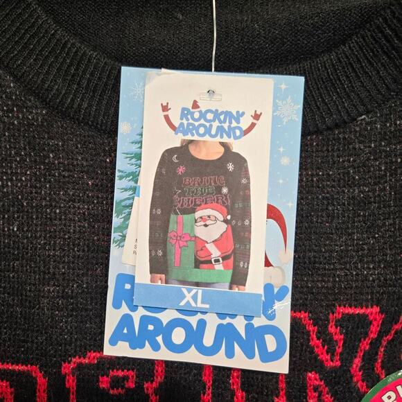 NWT Rockin' Around Christmas Sweater Santa Claus BYOB Pocket Sz XL Holiday - Picture 3 of 14